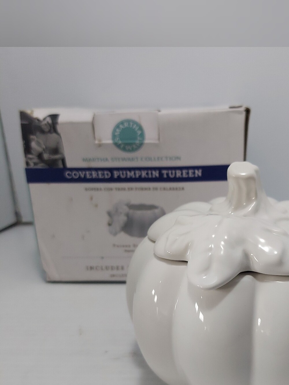 Martha Stewart White Ceramic Covered Pumpkin Tureen